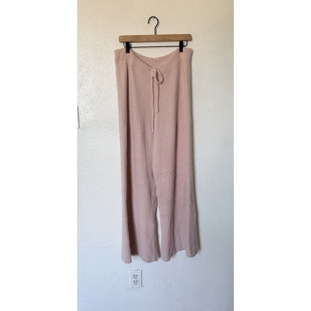 GB Women’s Super Soft & Fluffy Rose Ribbed Flare Pants Size XL